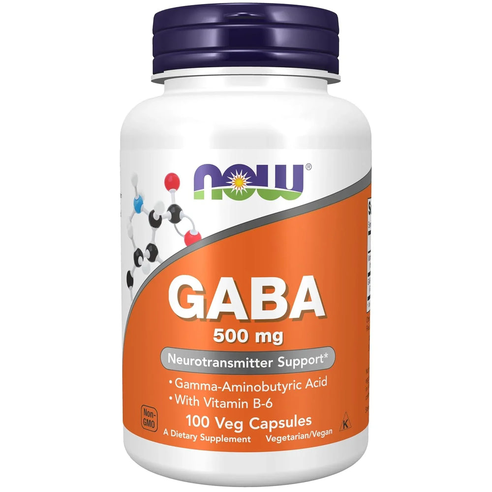 Now Foods GABA 500mg with Vitamin B-6 | Relaxation Support | 100 Veg Capsules