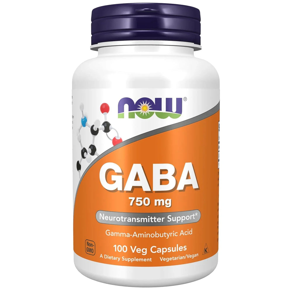 Now Foods GABA 750mg | Relaxation & Neurotransmitter Support | 100 Veg Capsules
