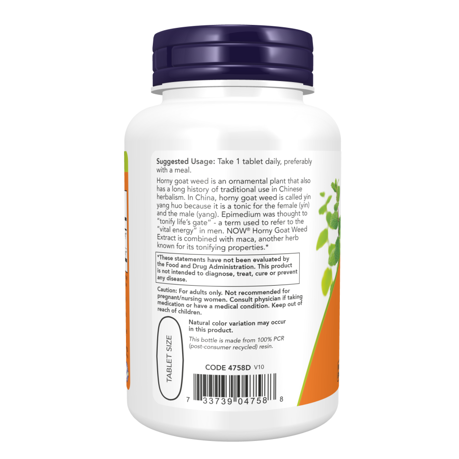 Now Foods Horny Goat Weed Supplement 750mg | 90 Tablets