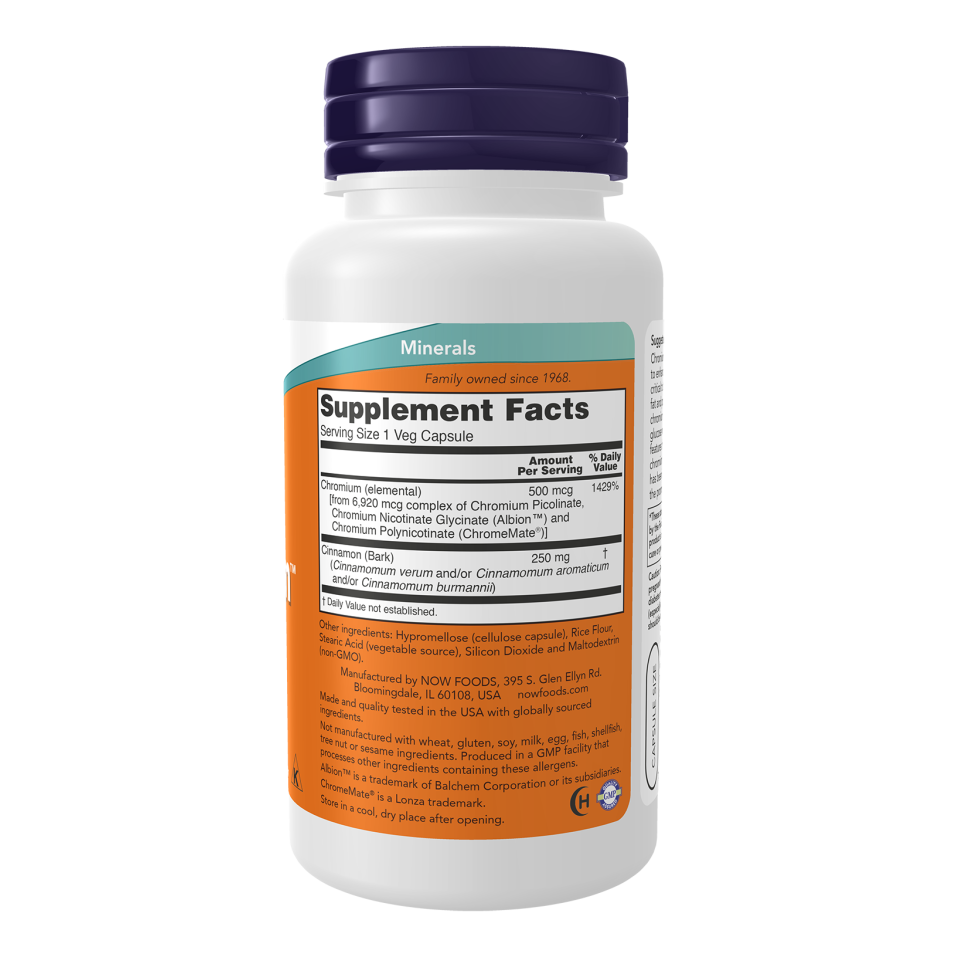 NOW Foods Tri-Chromium 500mcg with Cinnamon | 90 Veg Capsules