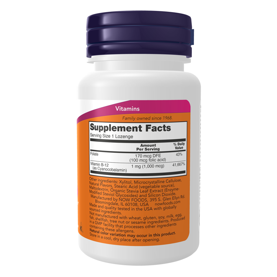 Now Foods Vitamin B12 1000mcg Supplement | 100 Lozenges