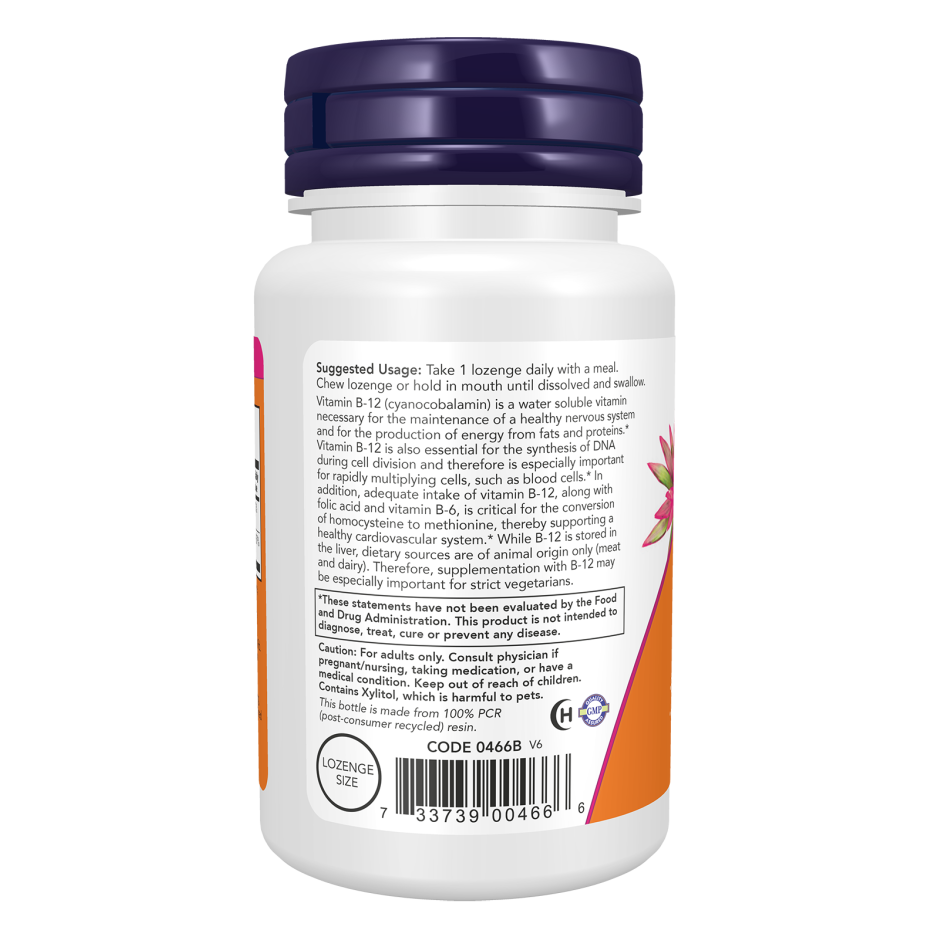 Now Foods Vitamin B12 1000mcg Supplement | 100 Lozenges