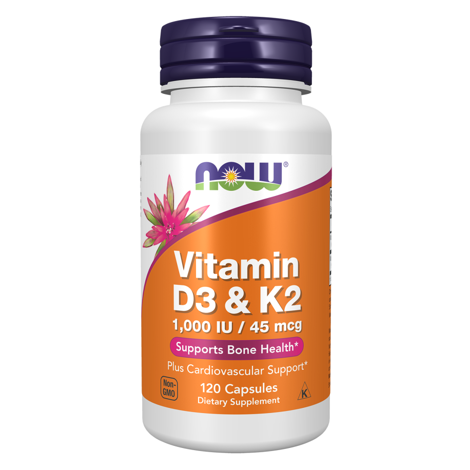 Now Foods Vitamin D3 K2 Supplement | 120 Capsules