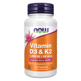 Now Foods Vitamin D3 K2 Supplement | 120 Capsules