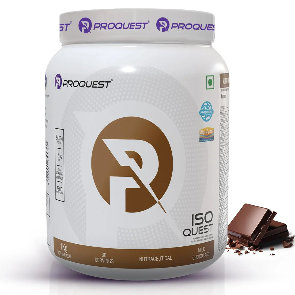 Proquest Isolate Whey Protein Iso Quest | 27G Protein Per Scoop | Low Fat & 12.5G Eaa | Lab Tested & Easily Digestive | Faster Muscle Support & Recovery | 1 Kg
