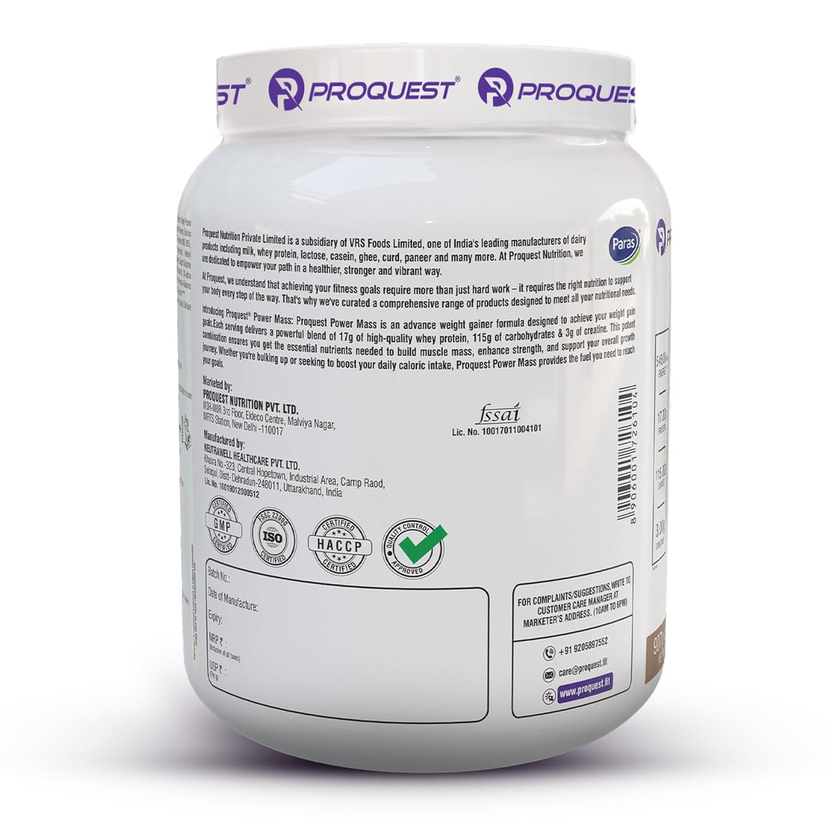 Proquest Nutrition Mass Gainer