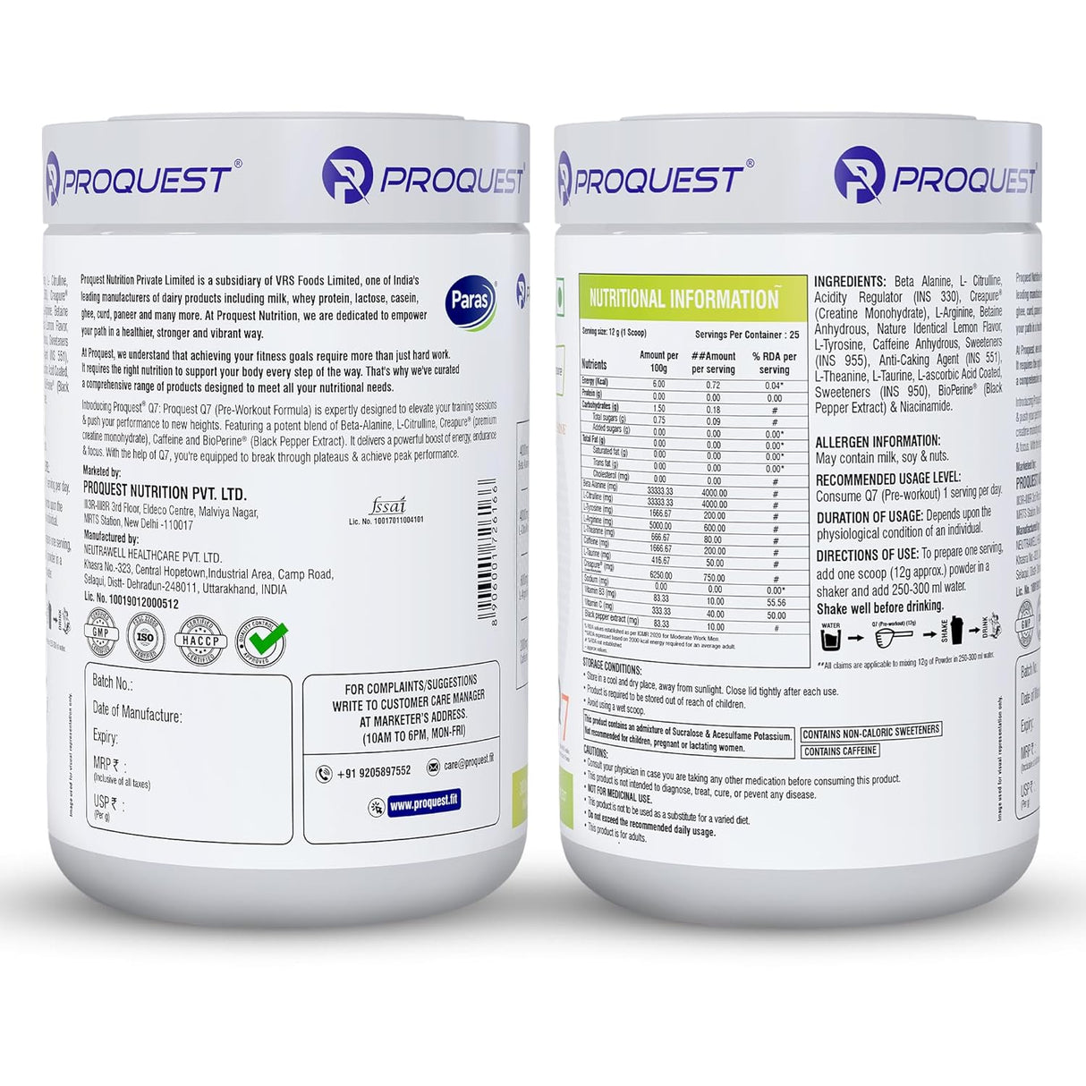 Proquest Nutrition Q7 Pre-Workout