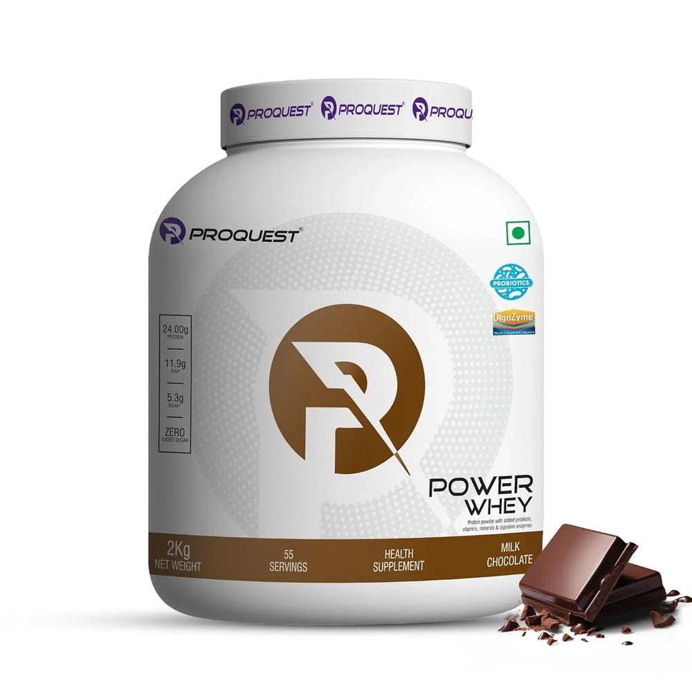 Proquest Whey Protein | 24G Protein Per Scoop | 5.3G Bcaa & 11.9G Eaa | Added Probiotics & Digezyme For Fast & Easy Digestion | 2 Kg