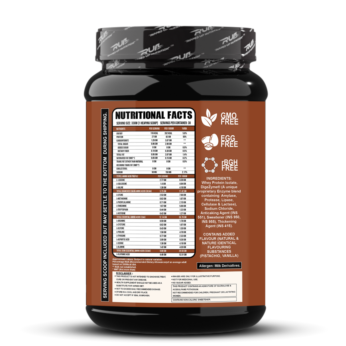 Ripped Up Nutrition 100% Whey Protein Isolate 1 Kg, 30 Servings