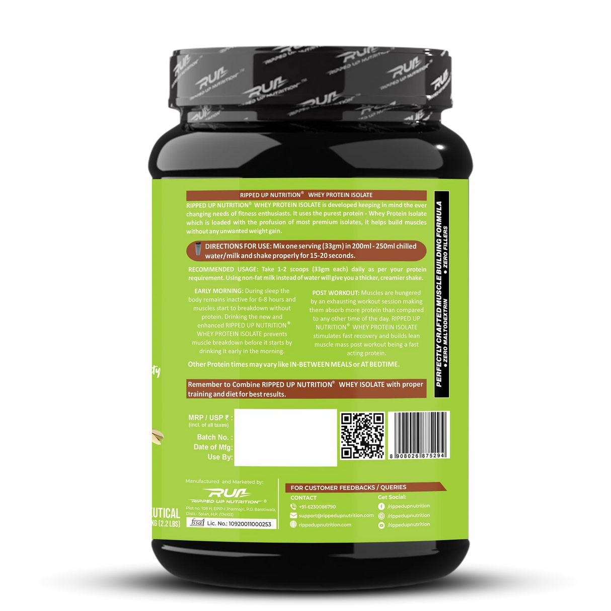 Ripped Up Nutrition 100% Whey Protein Isolate 1 Kg, 30 Servings