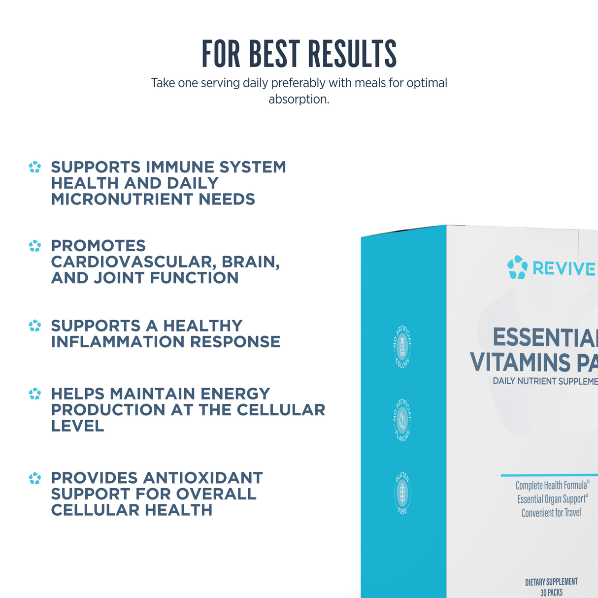 Revive MD Essential Vitamin Packs | Daily Multivitamin | 30 Packets