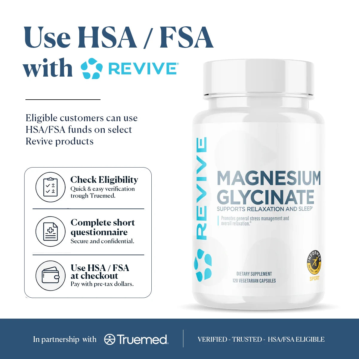 Revive MD Magnesium Glycinate Supplement | 120 Vegetarian Capsules