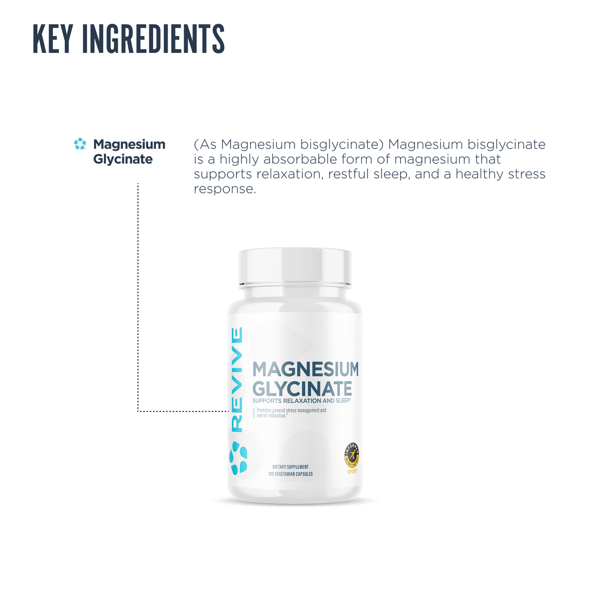 Revive MD Magnesium Glycinate Supplement | 120 Vegetarian Capsules