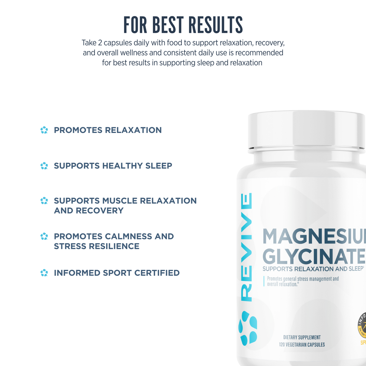 Revive MD Magnesium Glycinate Supplement | 120 Vegetarian Capsules