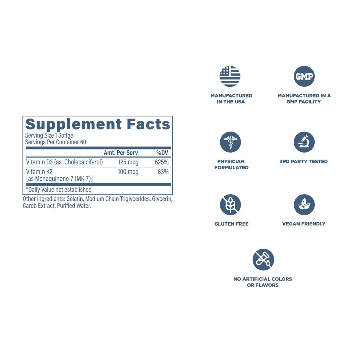 Revive MD Vitamin D3 & K2 Supplement | 60 Servings | Bone & Muscle Support