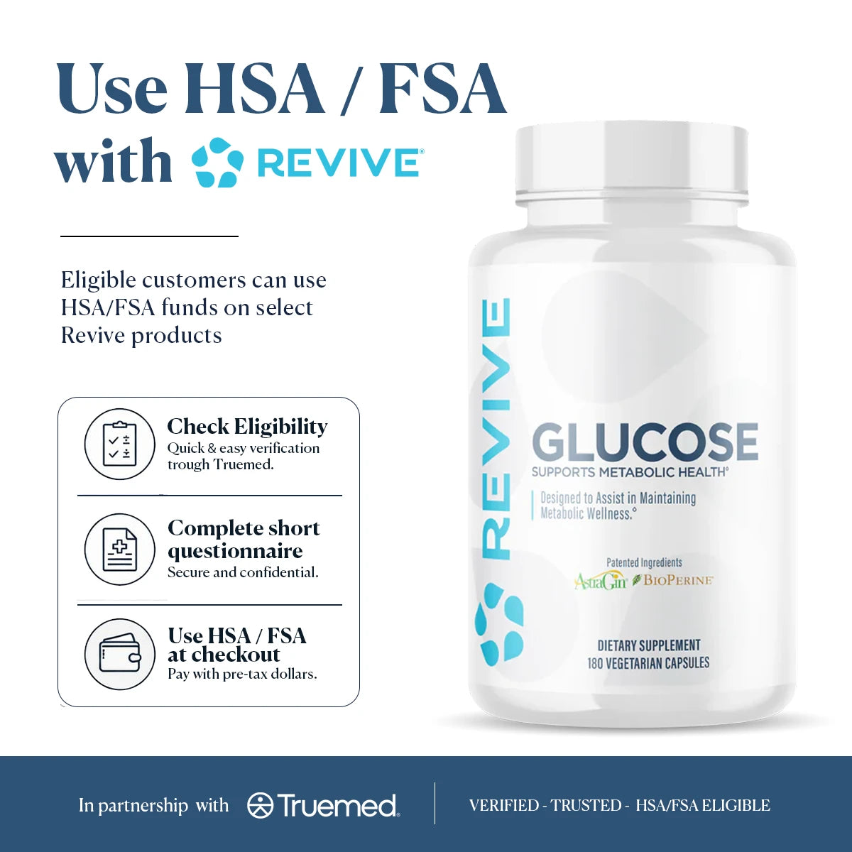 Revive MD Revive Glucose 180 Capsules | Daily Wellness Supplement