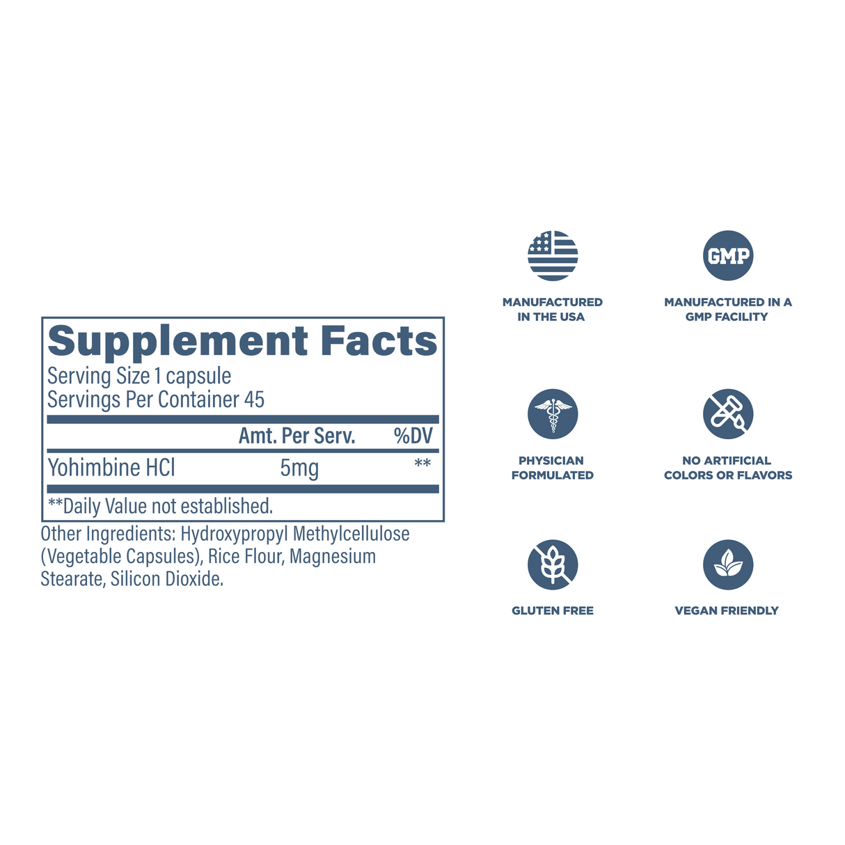 Revive MD Yohimbine HCL Supplement 5mg | 45 Capsules