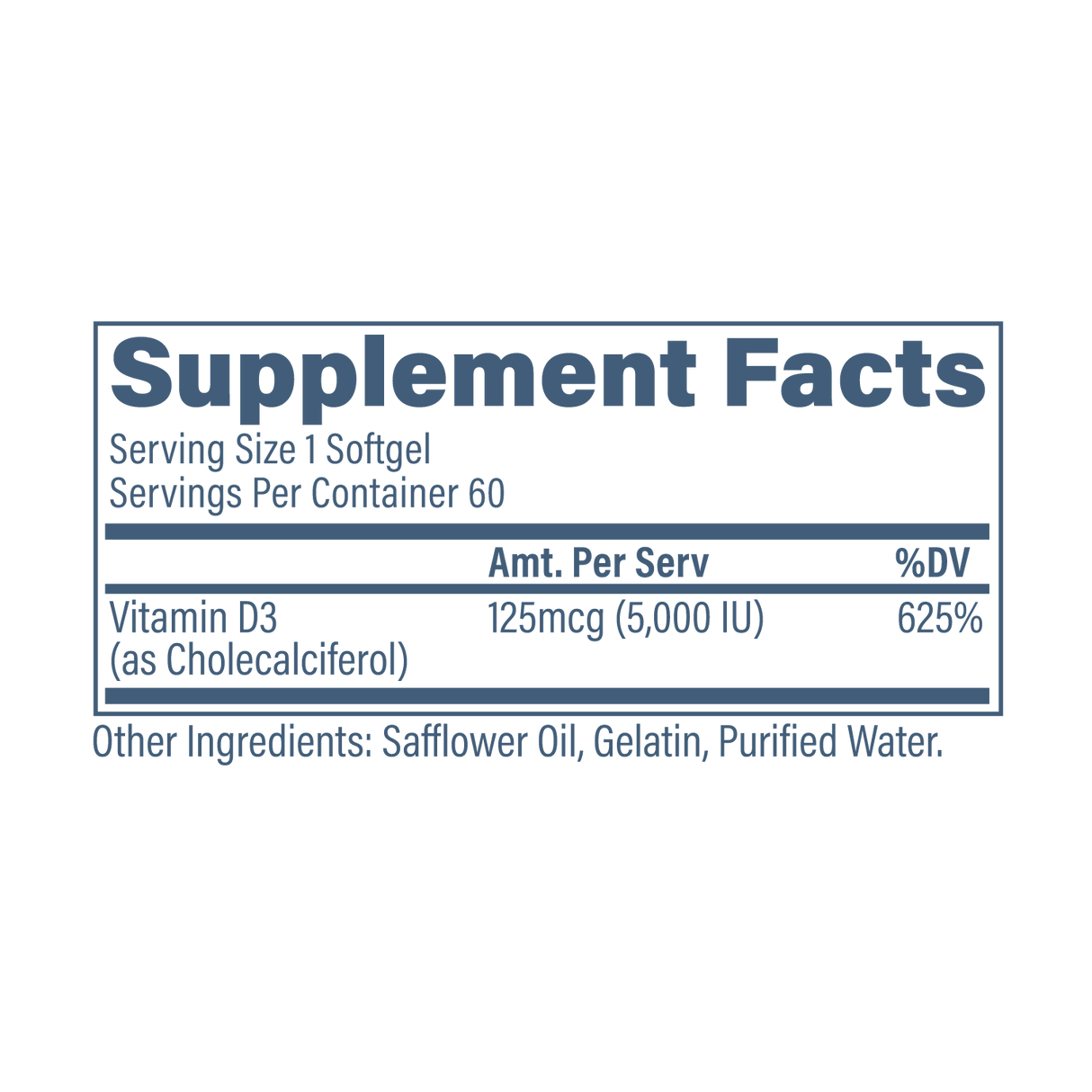 Revive MD Vitamin D3 5000 IU Supplement | 60 Softgels | 60 Servings