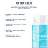 Revive MD Vitamin D3 5000 IU Supplement | 60 Softgels | 60 Servings