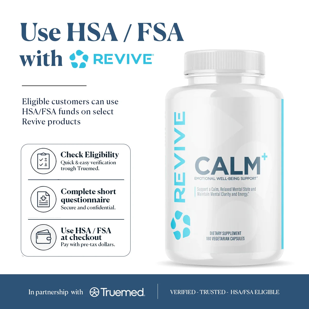 Revive MD Calm Supplement | L-Theanine, GABA & 5-HTP | 180 Capsules | 30 Servings