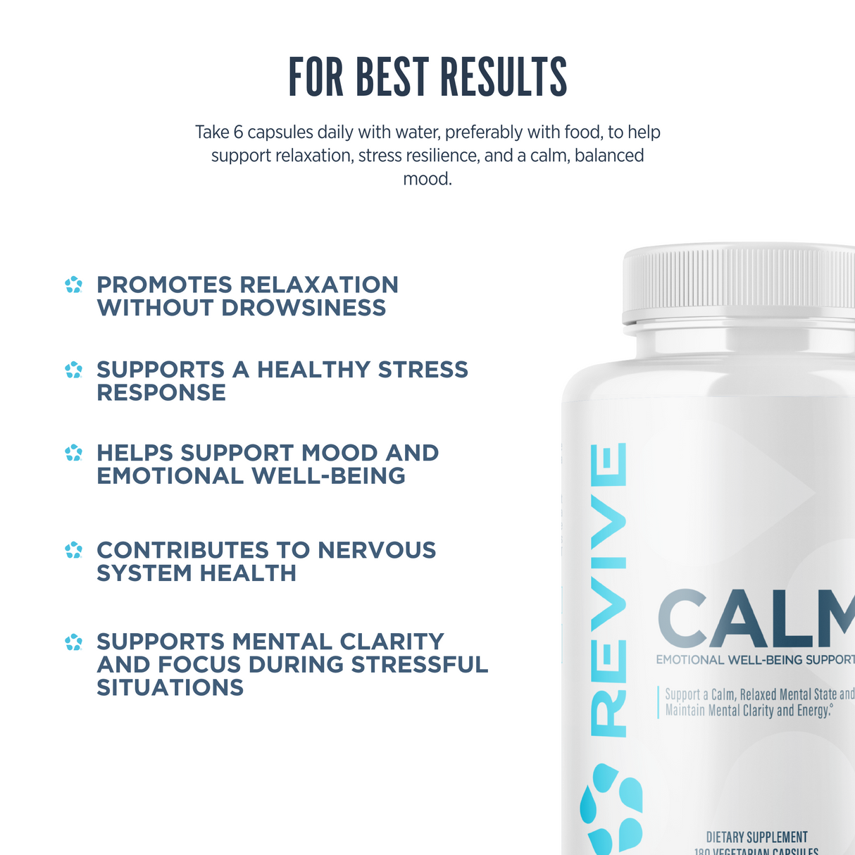 Revive MD Calm Supplement | L-Theanine, GABA & 5-HTP | 180 Capsules | 30 Servings