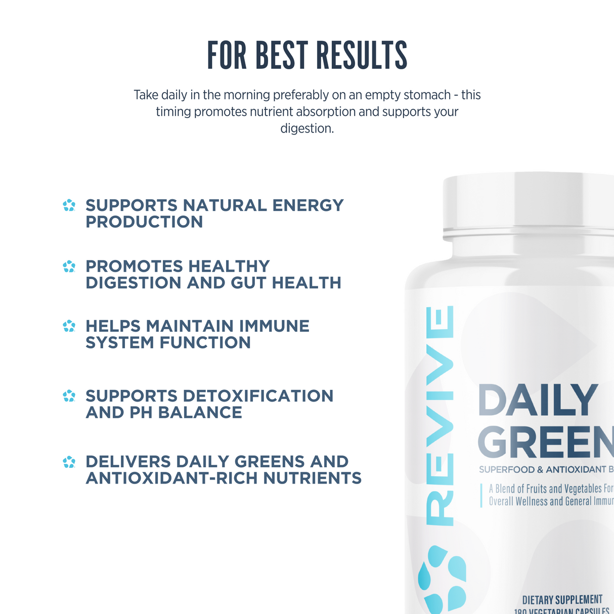 Revive MD Daily Greens 180 Capsules | Superfood Blend | 60 Servings