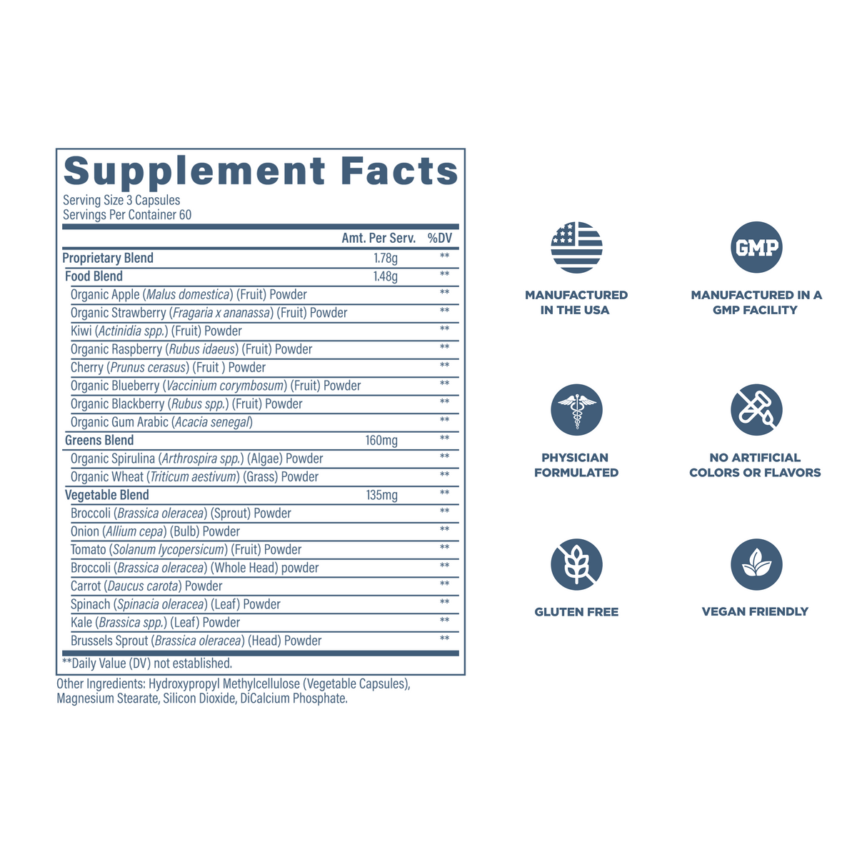 Revive MD Daily Greens 180 Capsules | Superfood Blend | 60 Servings