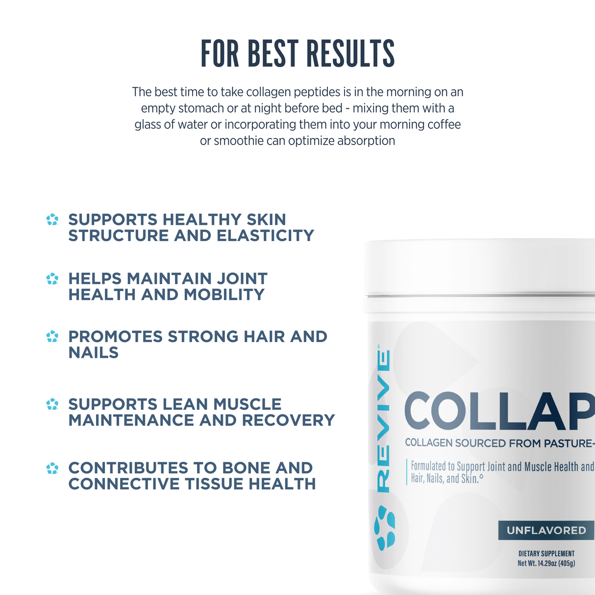 Revive MD CollaPURE Collagen Peptides Powder | Type I & III Collagen | 30 Servings