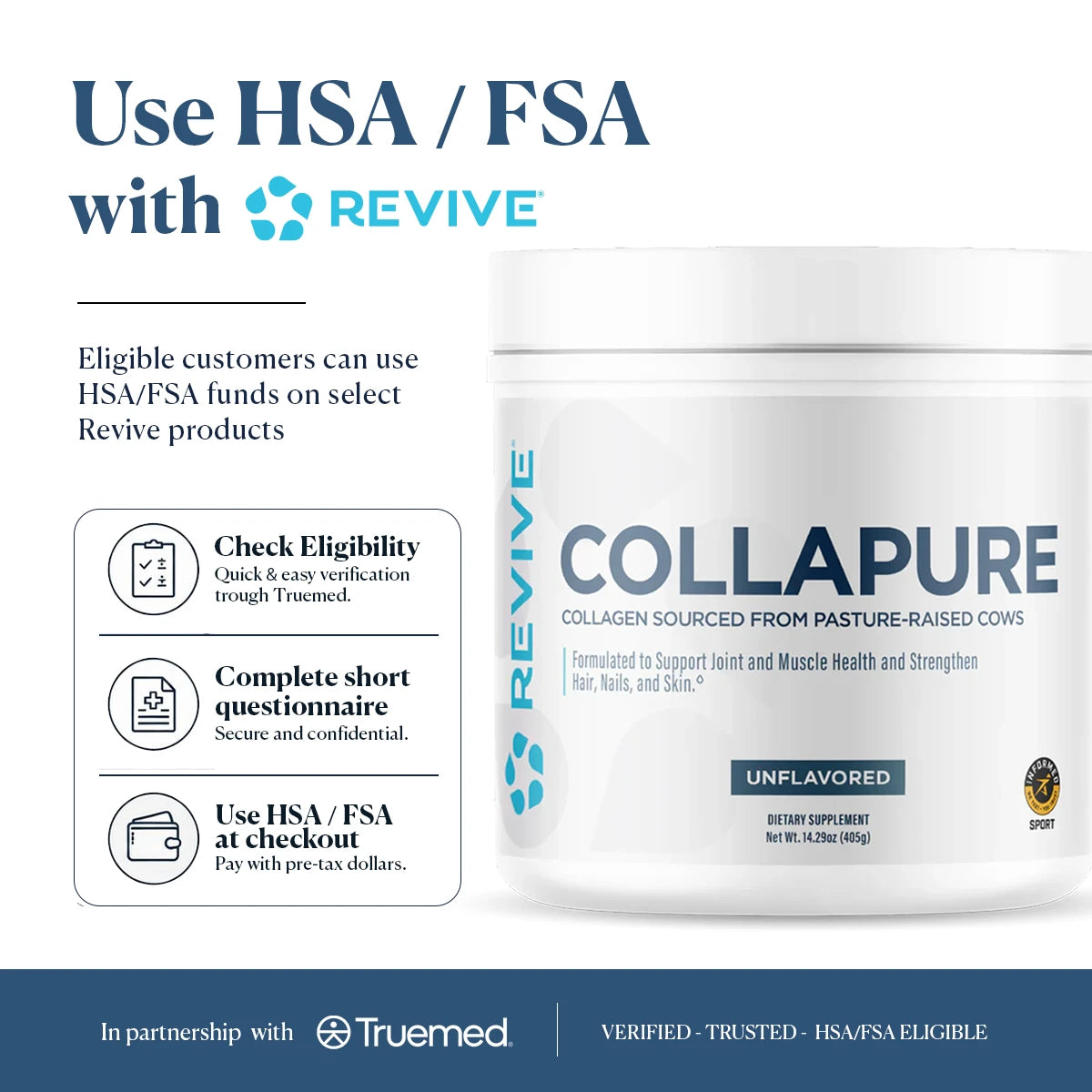 Revive MD CollaPURE Collagen Peptides Powder | Type I & III Collagen | 30 Servings