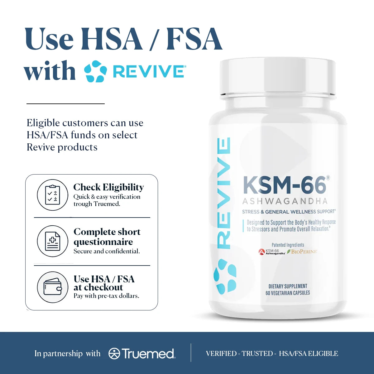 Revive MD KSM-66 Ashwagandha Supplement | 60 Veg Capsules