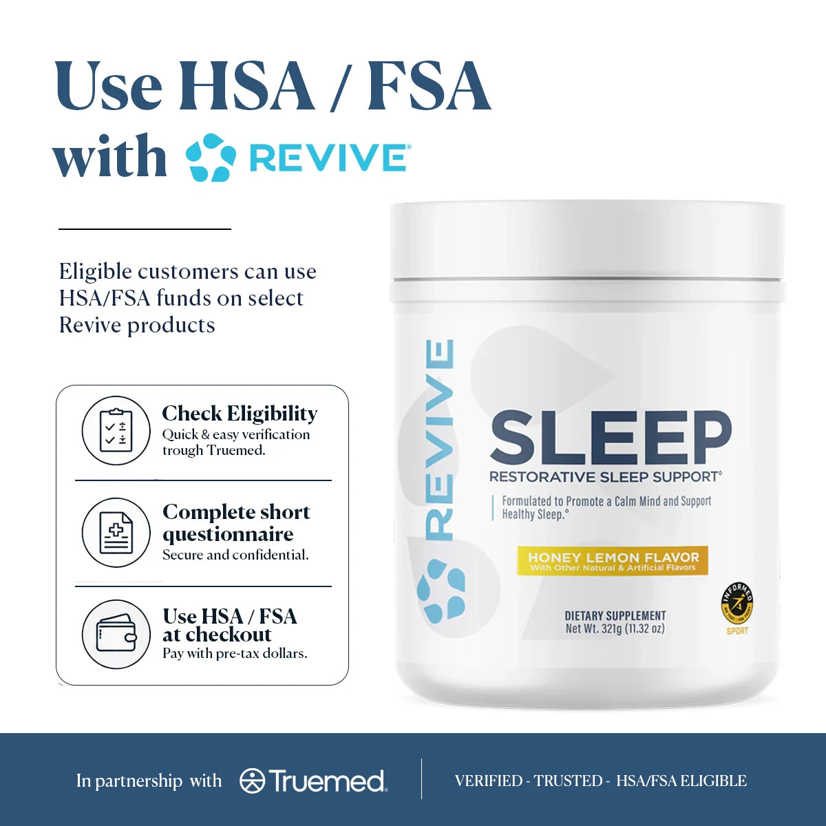 Revive MD Sleep Support Supplement | Magnesium Glycinate, Inositol & L-Theanine | 30 Servings
