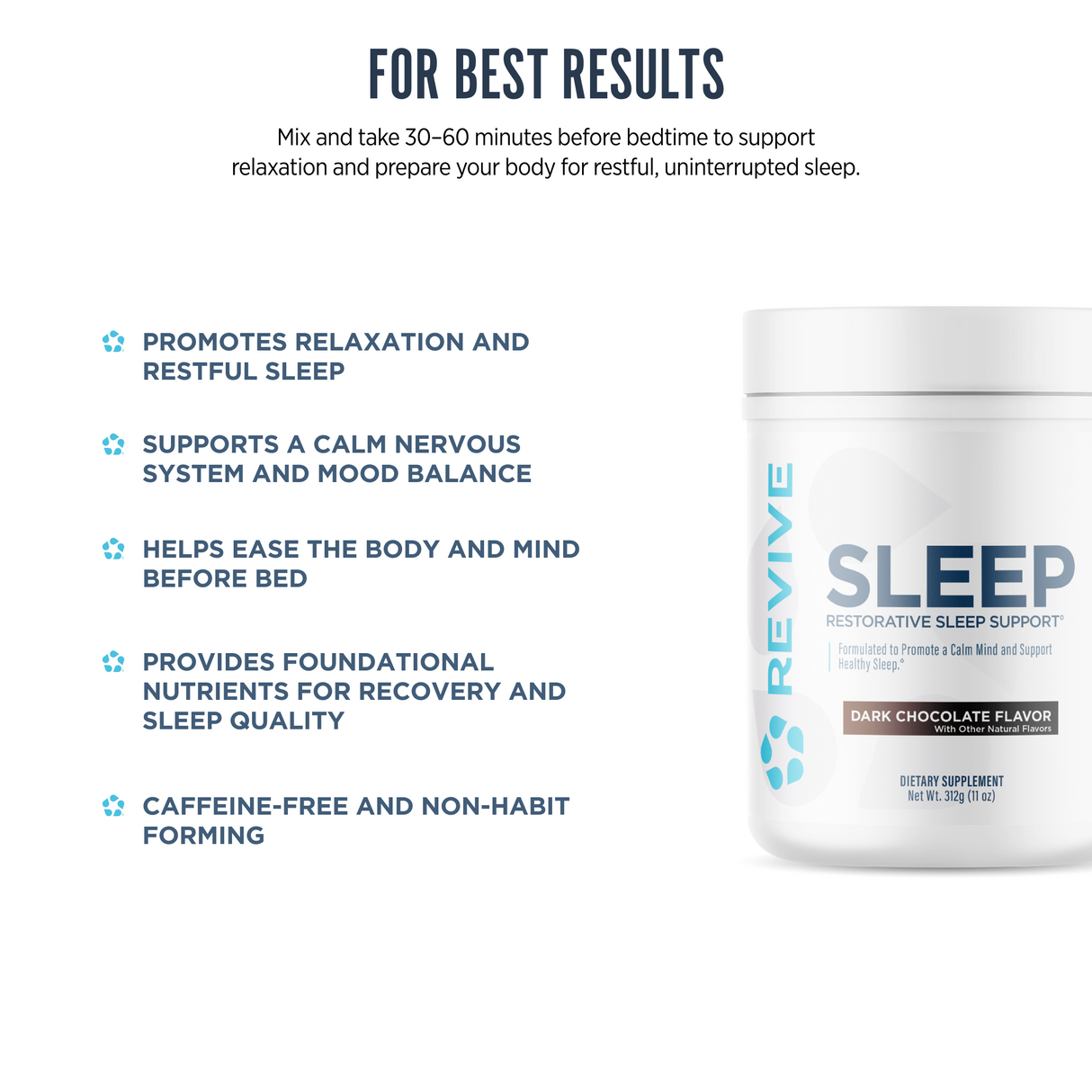 Revive MD Sleep Support Supplement | Magnesium Glycinate, Inositol & L-Theanine | 30 Servings