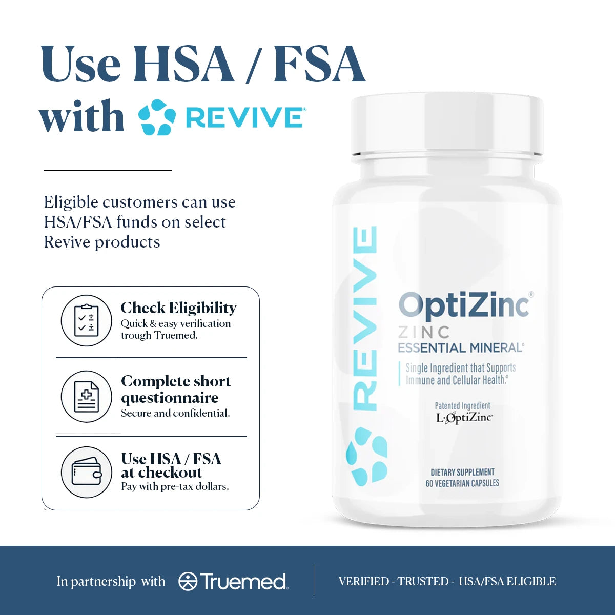 Revive MD OptiZinc 50mg Supplement | 60 Capsules | 60 Servings