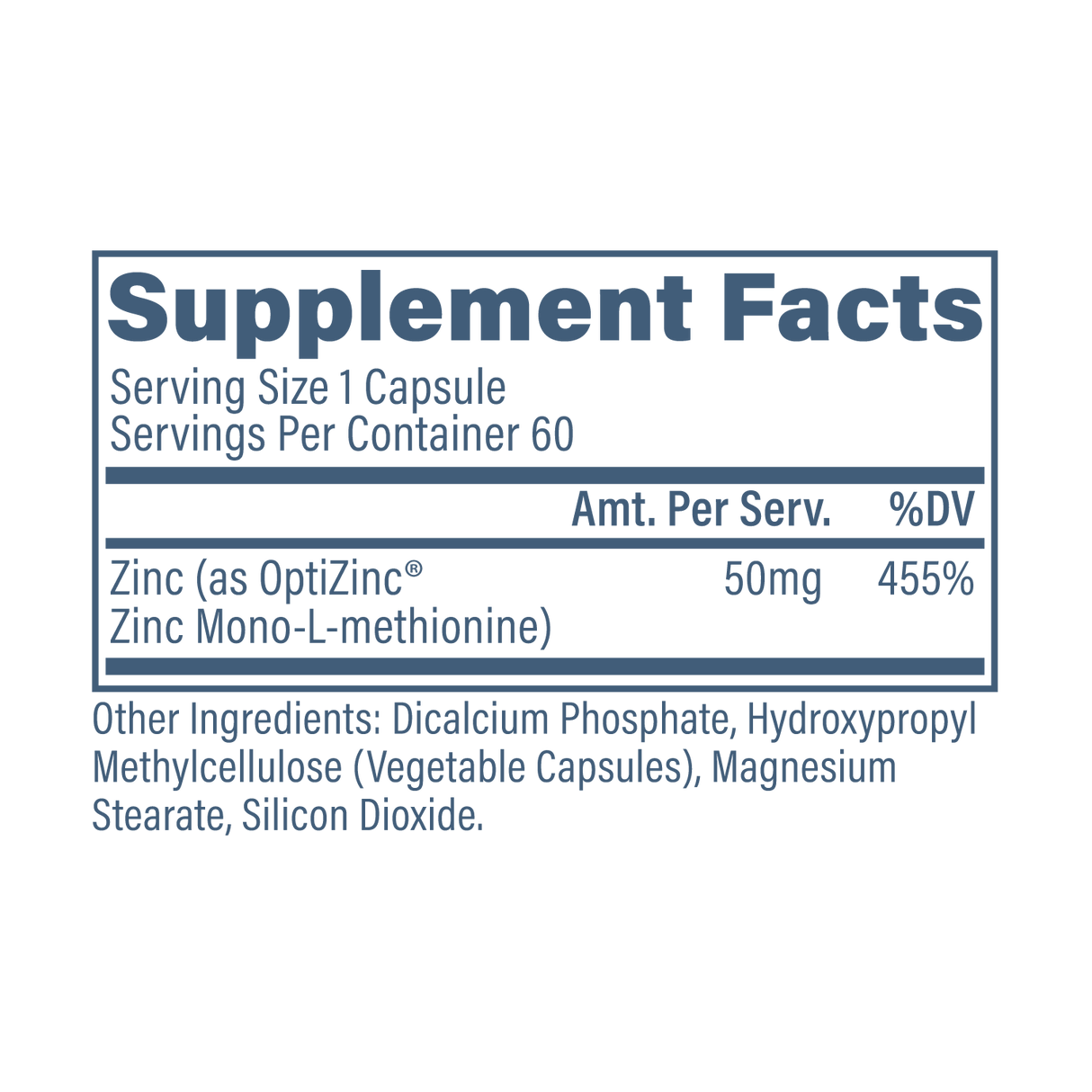Revive MD OptiZinc 50mg Supplement | 60 Capsules | 60 Servings