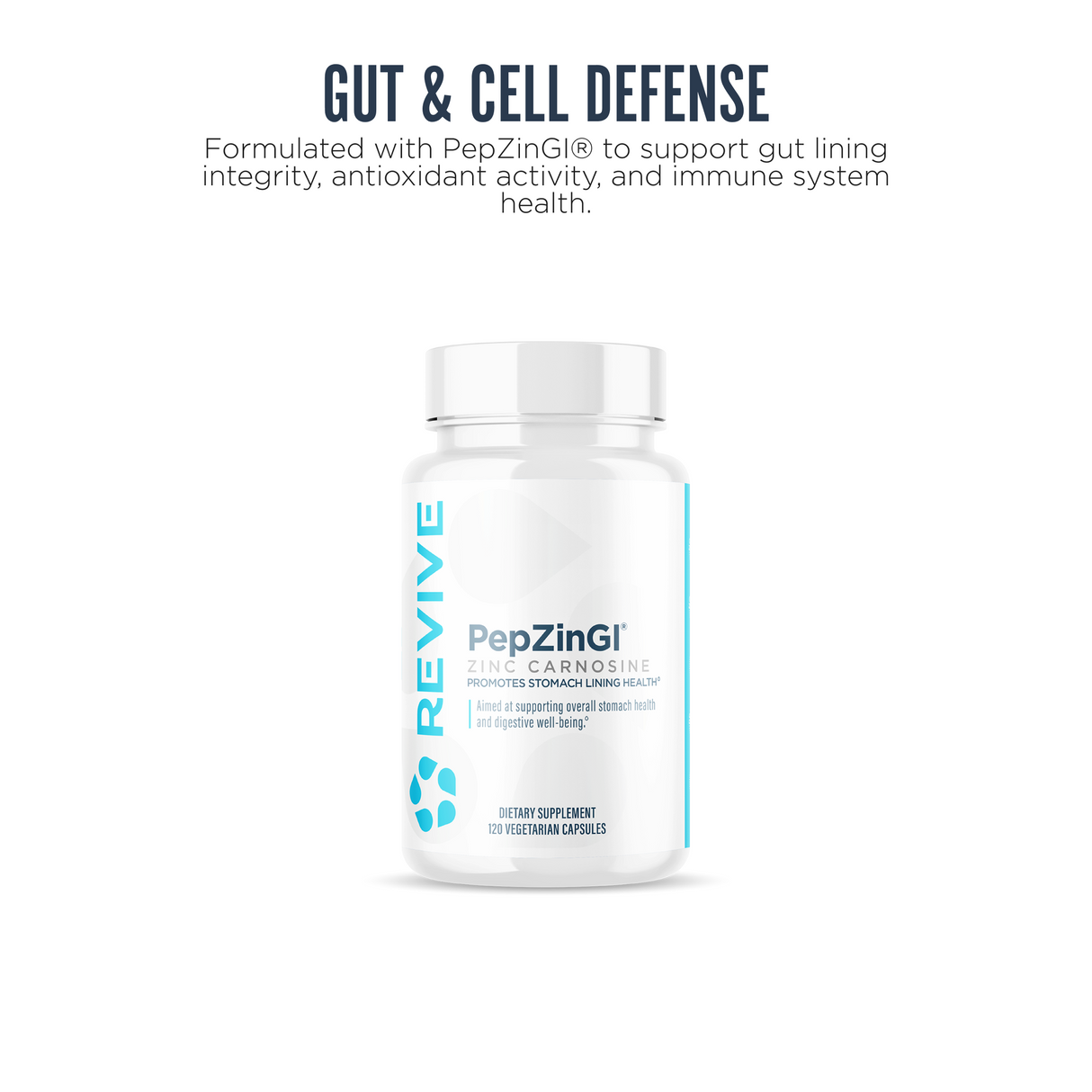 Revive MD PepZincGI Carnosine Supplement | Zinc & L-Carnosine | 120 Capsules | 60 Servings