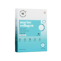 Wellbeing Nutrition Pure Korean Marine Collagen Supplements | Clinically Proven Type 1 & 3 Hydrolyzed Peptides | For Anti-Aging, Radiant Skin & Hair Growth | 6 Sachets, 48 grams