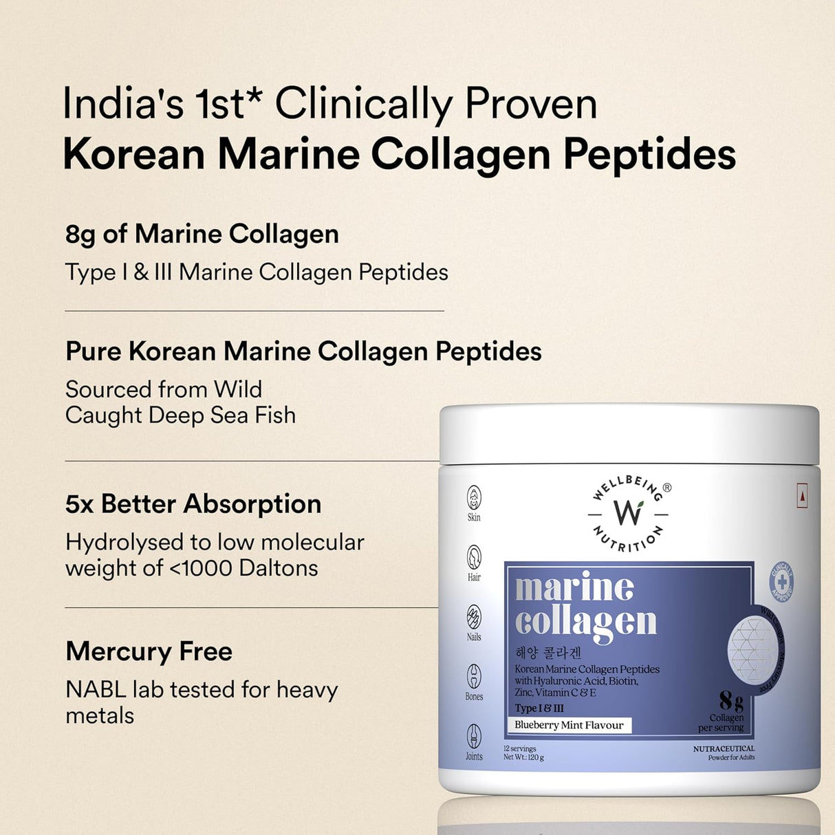 wellbeing nutrition pure korean marine collagen peptides supplement for skin 