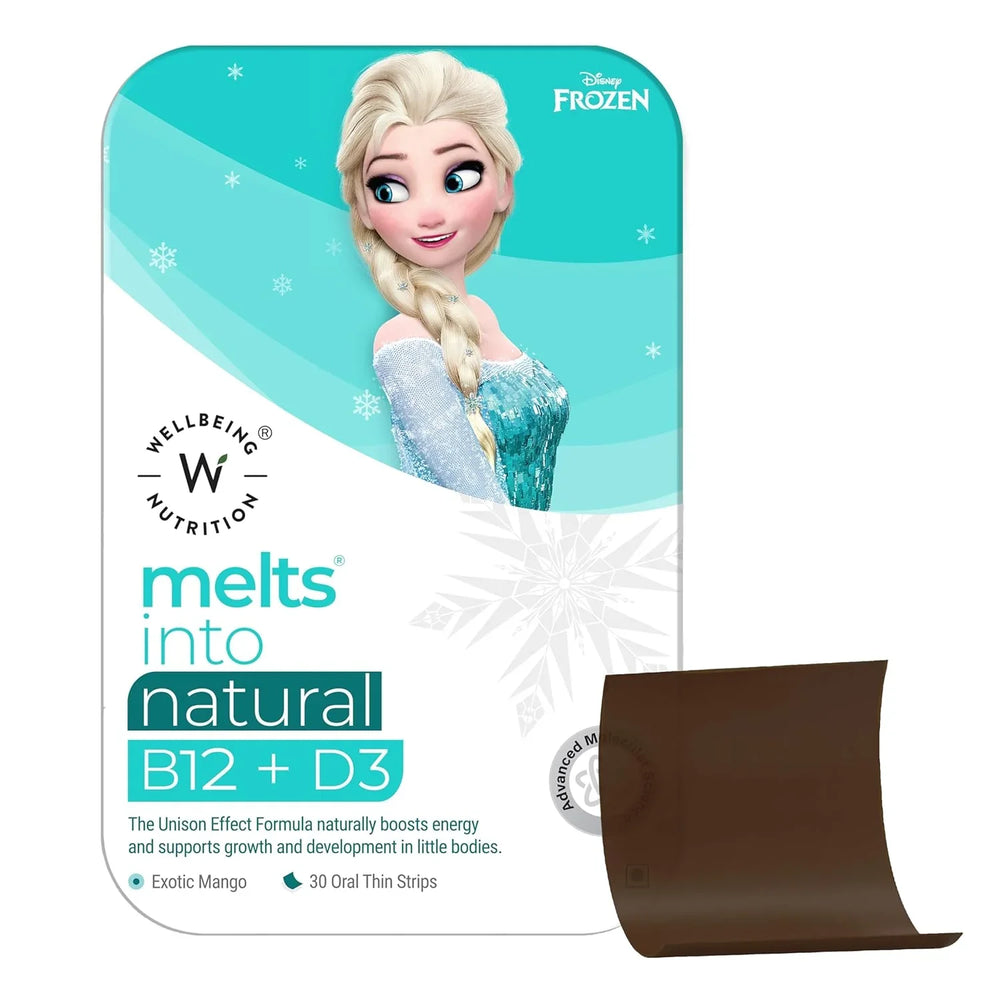 Wellbeing Nutrition Disney Melts Vitamin B12, D3 & K2 (MK-7) for Kids | Supports Bone & Muscle Health, Cognitive Development & Energy, Heart Health | 30 Oral Strips