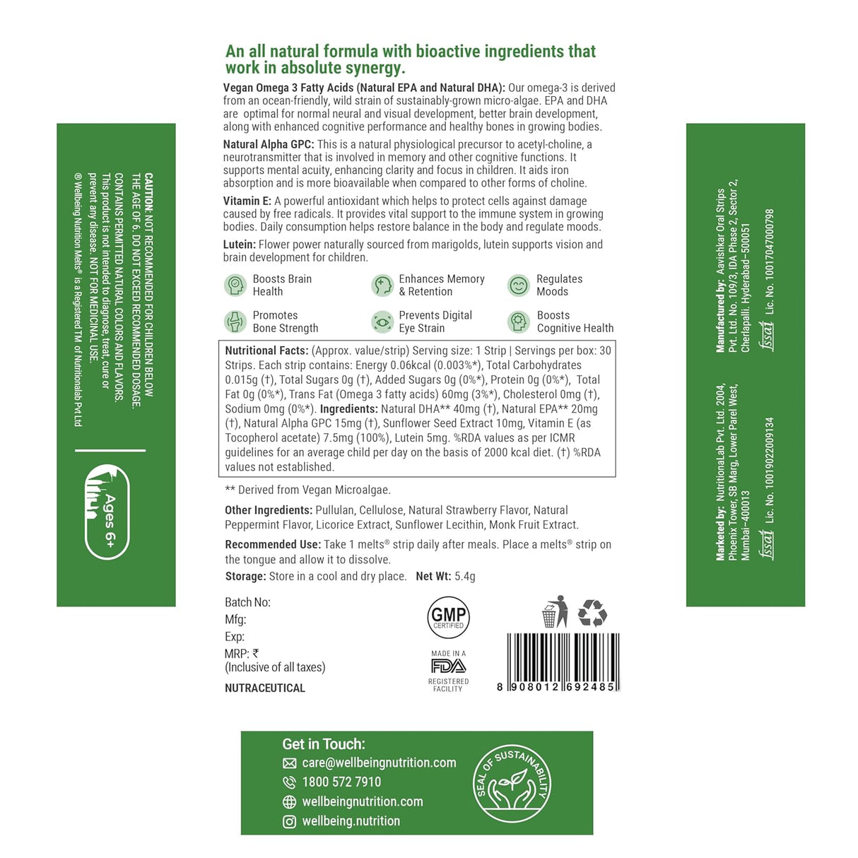 wellbeing nutrition marvel melts vegan omega 3 epa and dha for kids 