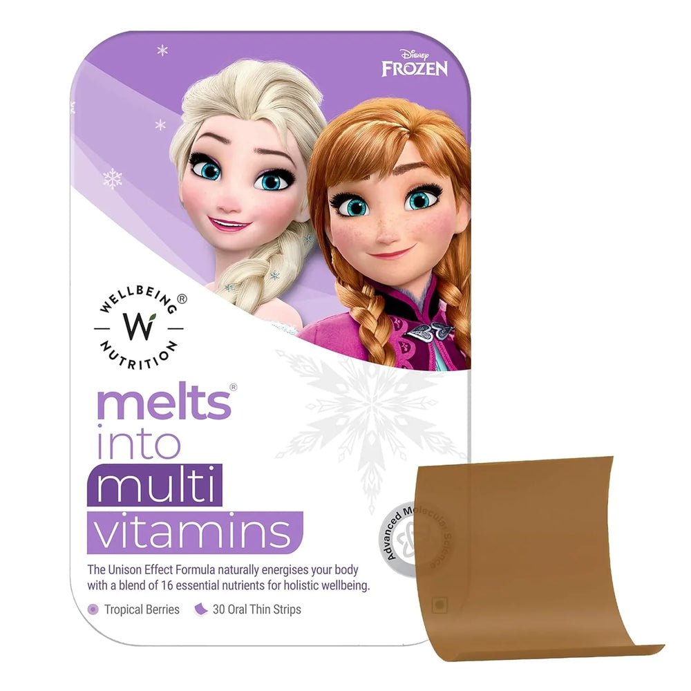 Wellbeing Nutrition Disney Melts Multivitamins for Kids | 100% RDA Vitamins A, B-Complex, C, D & Iron | Kids Growth & Development | 30 Oral Strips