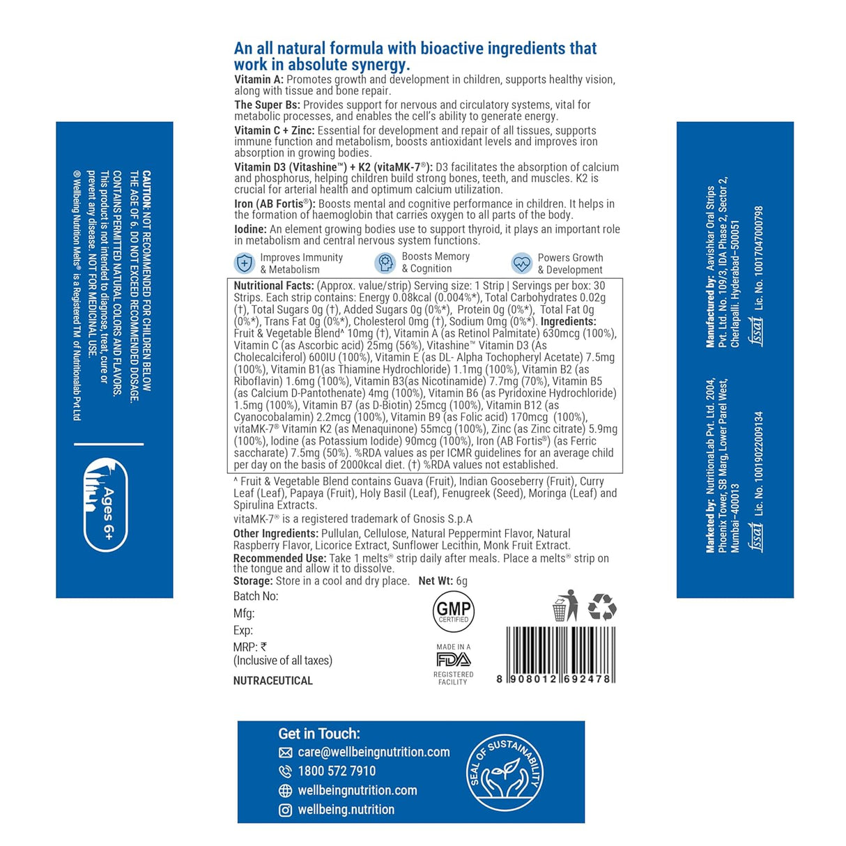 wellbeing nutrition marvel melts multivitamins for kids 