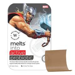 Wellbeing Nutrition Marvel Melts Probiotics & Prebiotics for Kids | 7B CFU, Vitamin C & D3 | Improve Digestion, Immunity & Gut Health | 30 Oral Strips