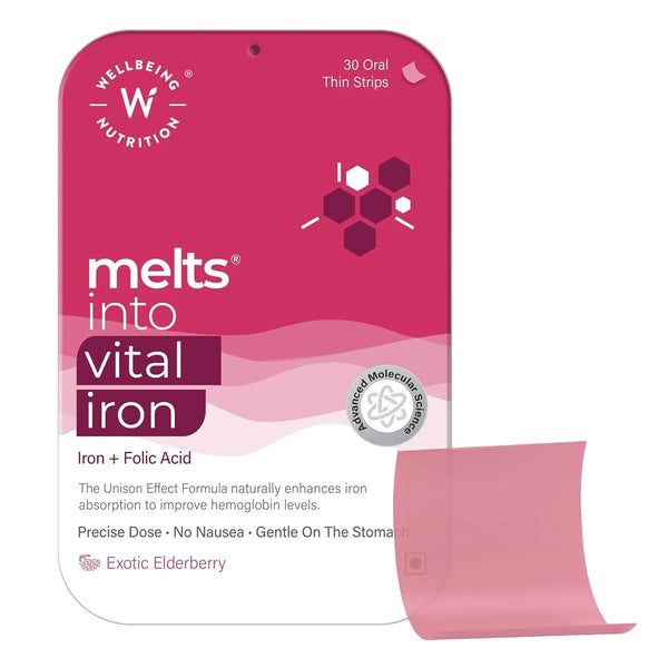 wellbeing nutrition melts vital iron 19mg 