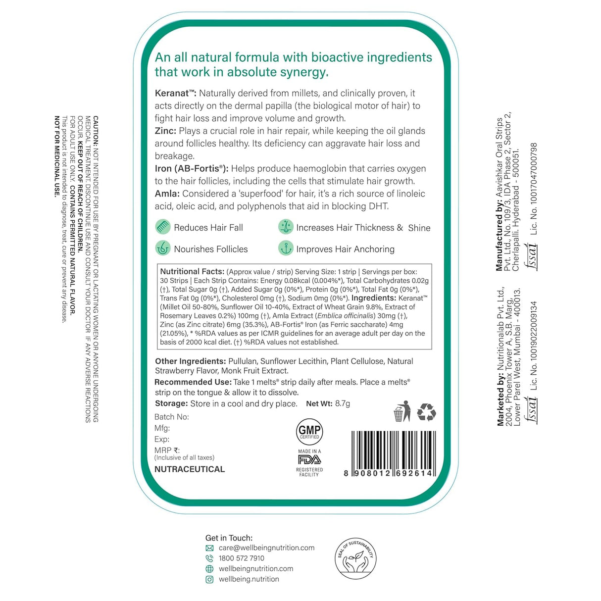 wellbeing nutrition melts hair fall control 