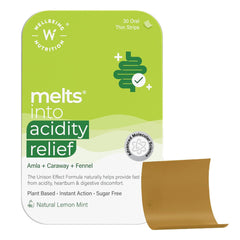 Wellbeing Nutrition Melts Acidity Relief | Clinically Proven Natural Antacid with Amla, Caraway, Fennel | Relief for Acidity, Heartburn & Reflux | 30 Oral Strips