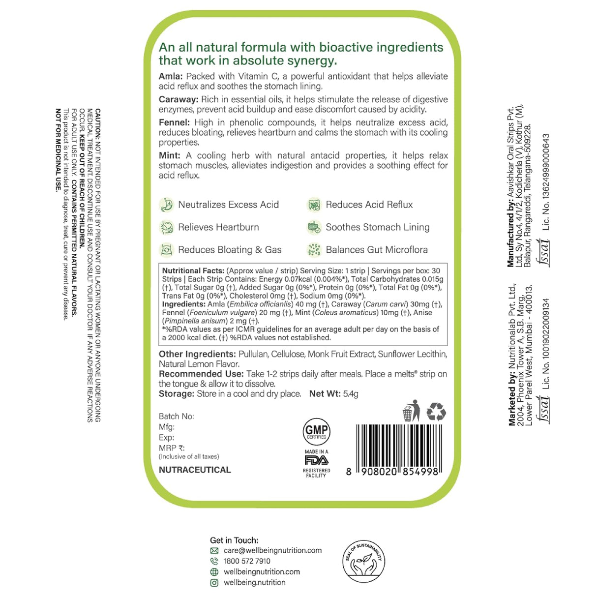 wellbeing nutrition melts acidity relief 