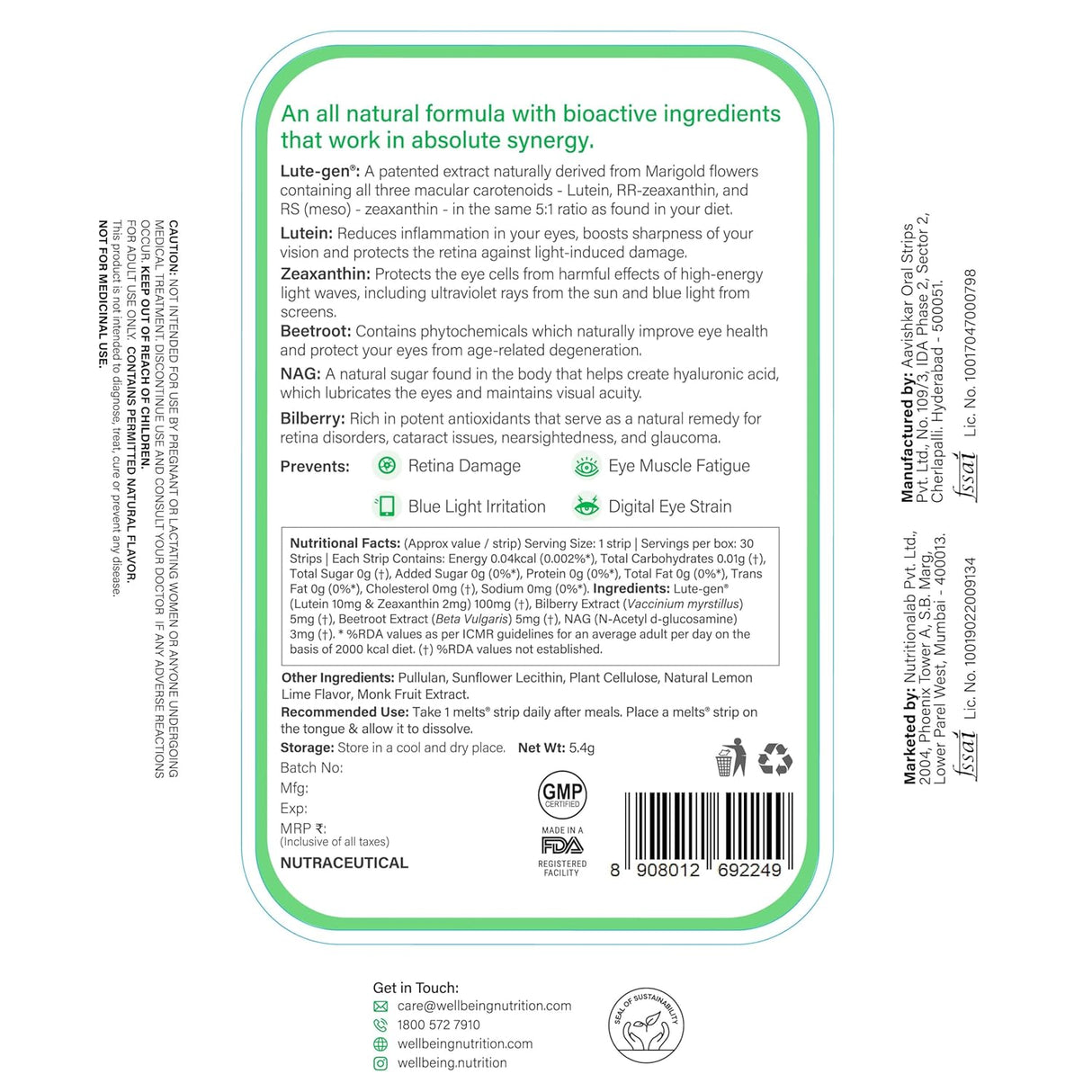 wellbeing nutrition melts eye care 