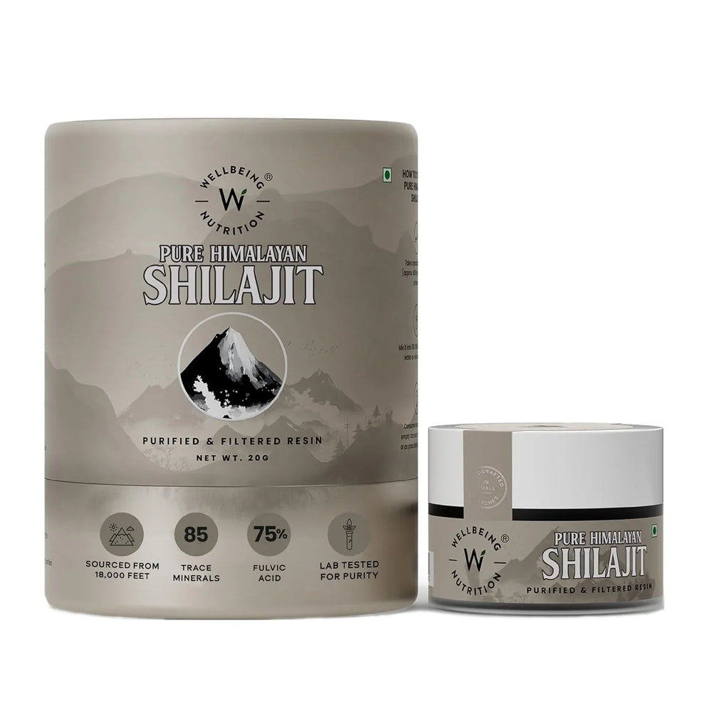 Wellbeing Nutrition Himalayan Shilajit Original Resin | 75% Fulvic Acid & 85 Trace Minerals | 100% Ayurvedic | For Energy & Muscle Growth | 20g