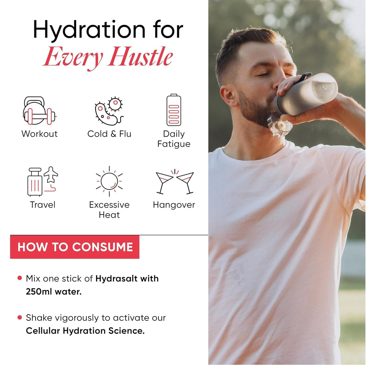 Wellbeing Nutrition HydraSalt Electrolyte Drink with Zero Added Sugar | 5 Electrolytes & 3 Vitamins for Instant Hydration, Energy, Performance & Recovery | 90g, Pack of 15