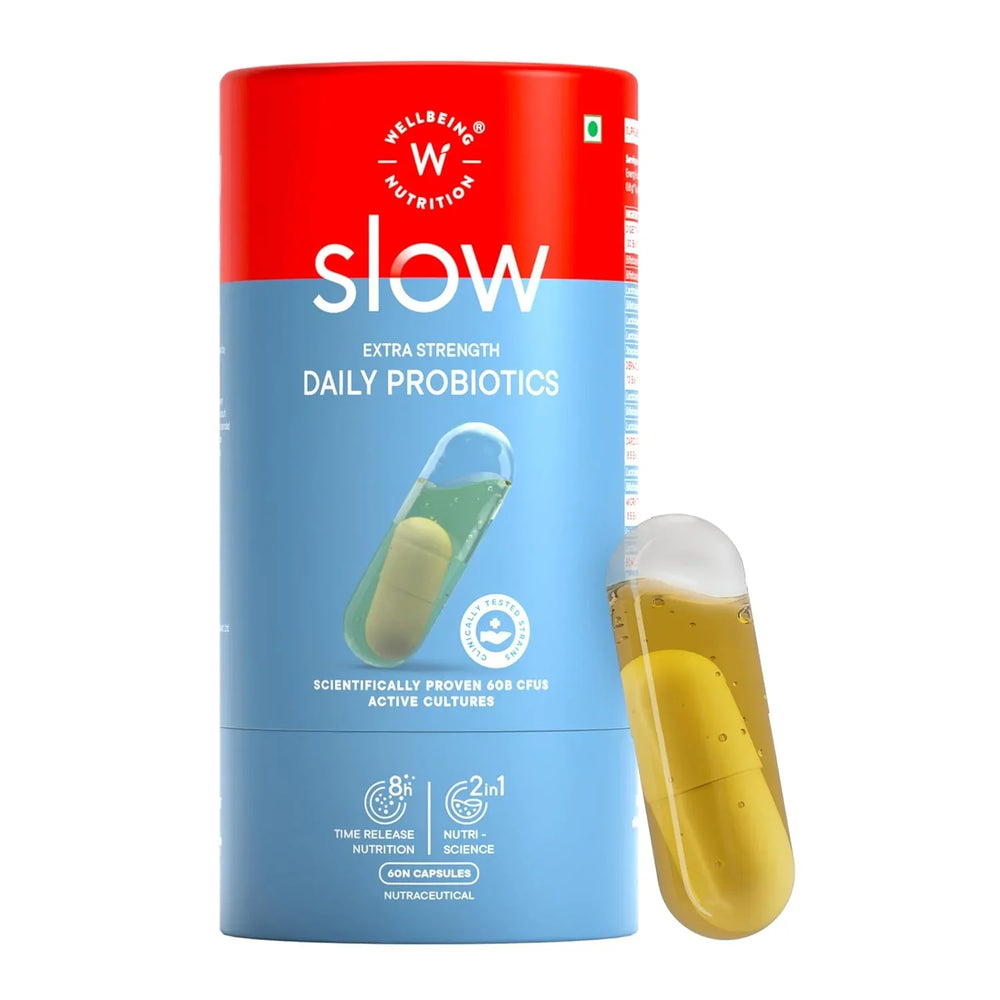Wellbeing Nutrition Daily Probiotics Gut Health Supplement | 60 Billion CFU, 15+ Clinically Proven Strains in Flaxseed Oil | For Bloating & Digestion | 60 Veg Capsules